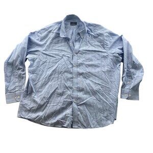 Club Room Mens Pinpoint Dress Shirt 2XL 18.5 Neck Long Sleeve Plaid Button Down
